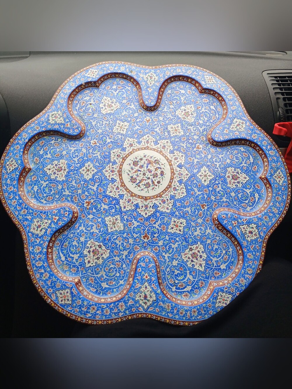 Indo-Persian Hand Painted Enamel Tray
